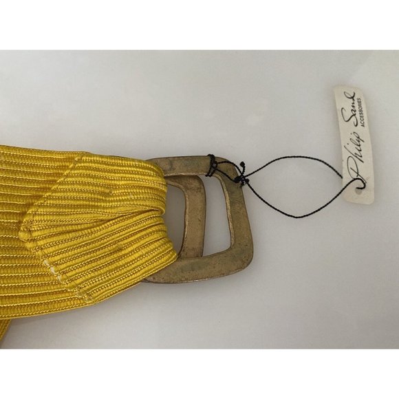 Vintage 80s Yellow Wearable Art Gold Double Buckle 33\